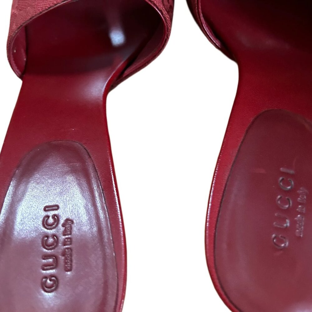 GUCCI RED STILETTO SANDALS SIZE 8 1/2 B - Picture 12 of 16